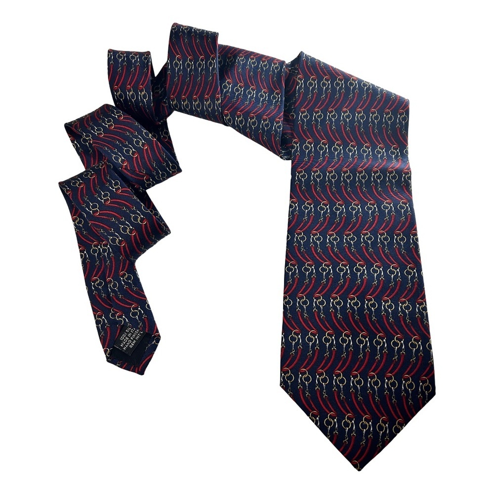 Paulo Gucci Necktie 100% Silk Hand Finished Classic Horse Bit Design Vintage